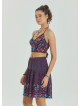 Halter Neck Open Back Pink Floral Crop Blouse 4615